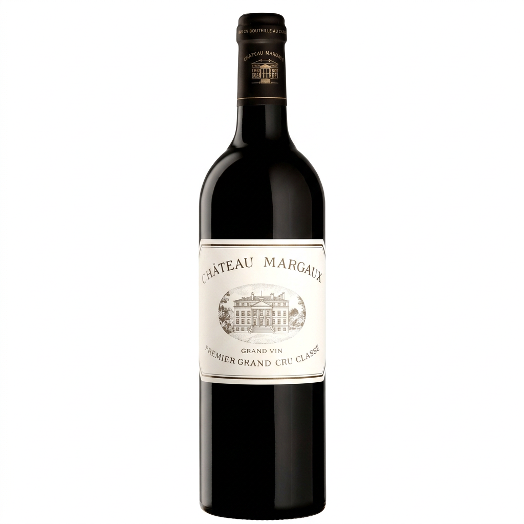 Chateau Margaux 2021 wine bottle with elegant label and deep glass color, showcasing the premium Bordeaux wine from Chateau.