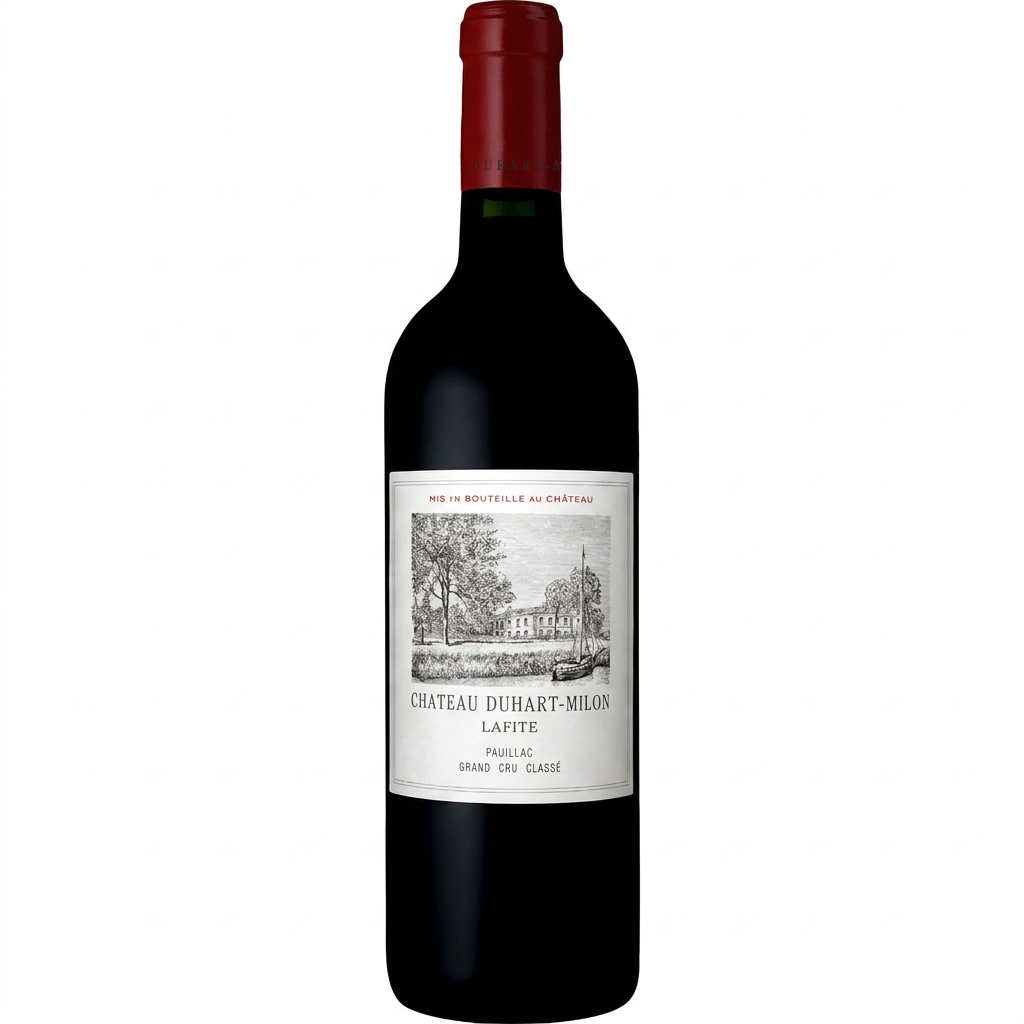 Chateau Duhart Milon red wine bottle with label, showcasing the Chateau brand and elegant design on a white background.