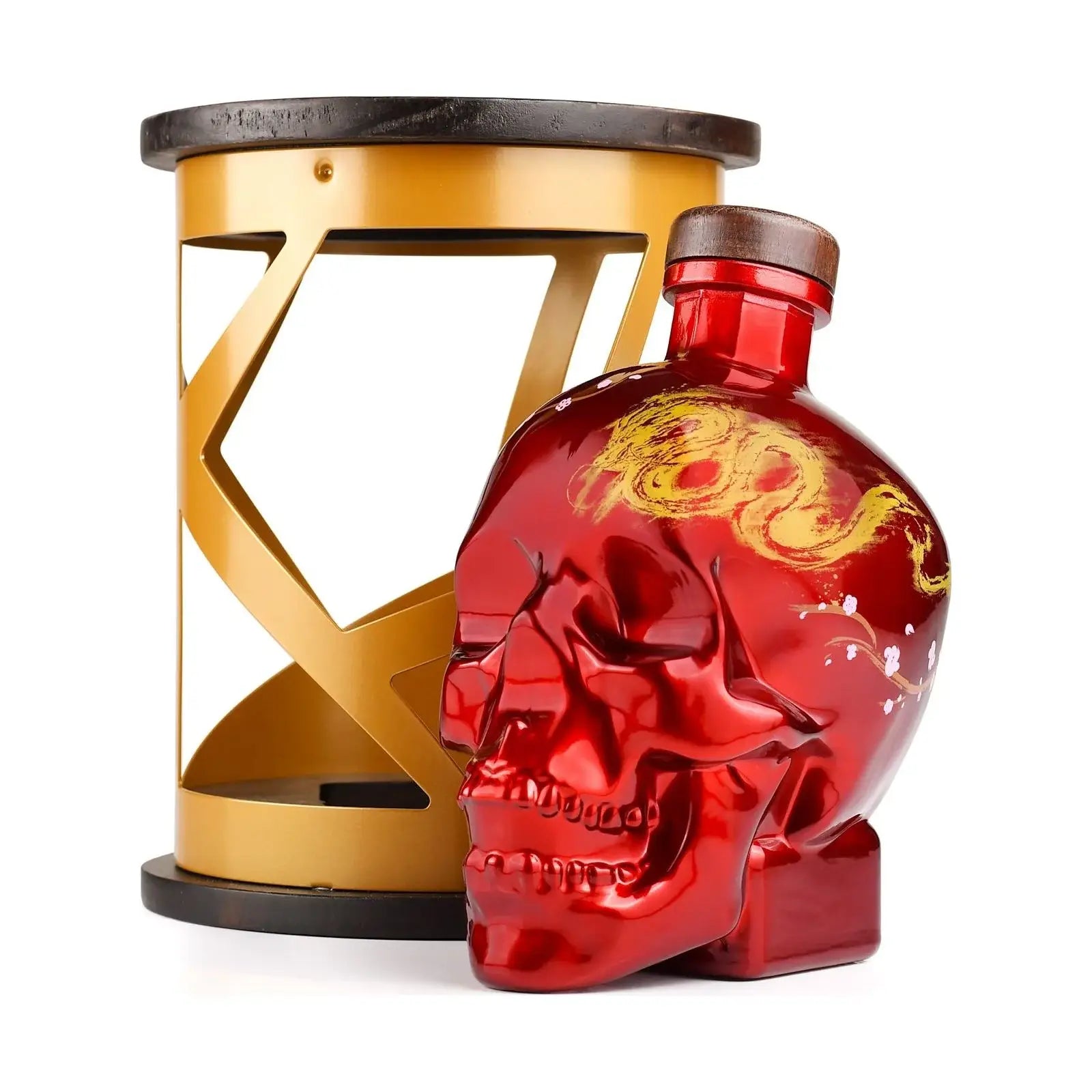 Buy Crystal Head Lunar, red skull-shaped liquor bottle with gold dragon design