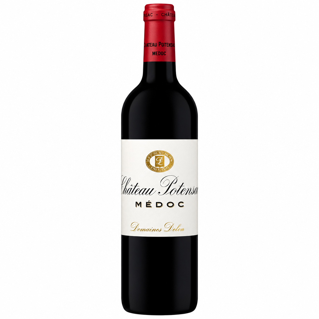 Chateau Potensac mixed pack with six 750mL bottles of red wine, featuring elegant wine bottles and labels.