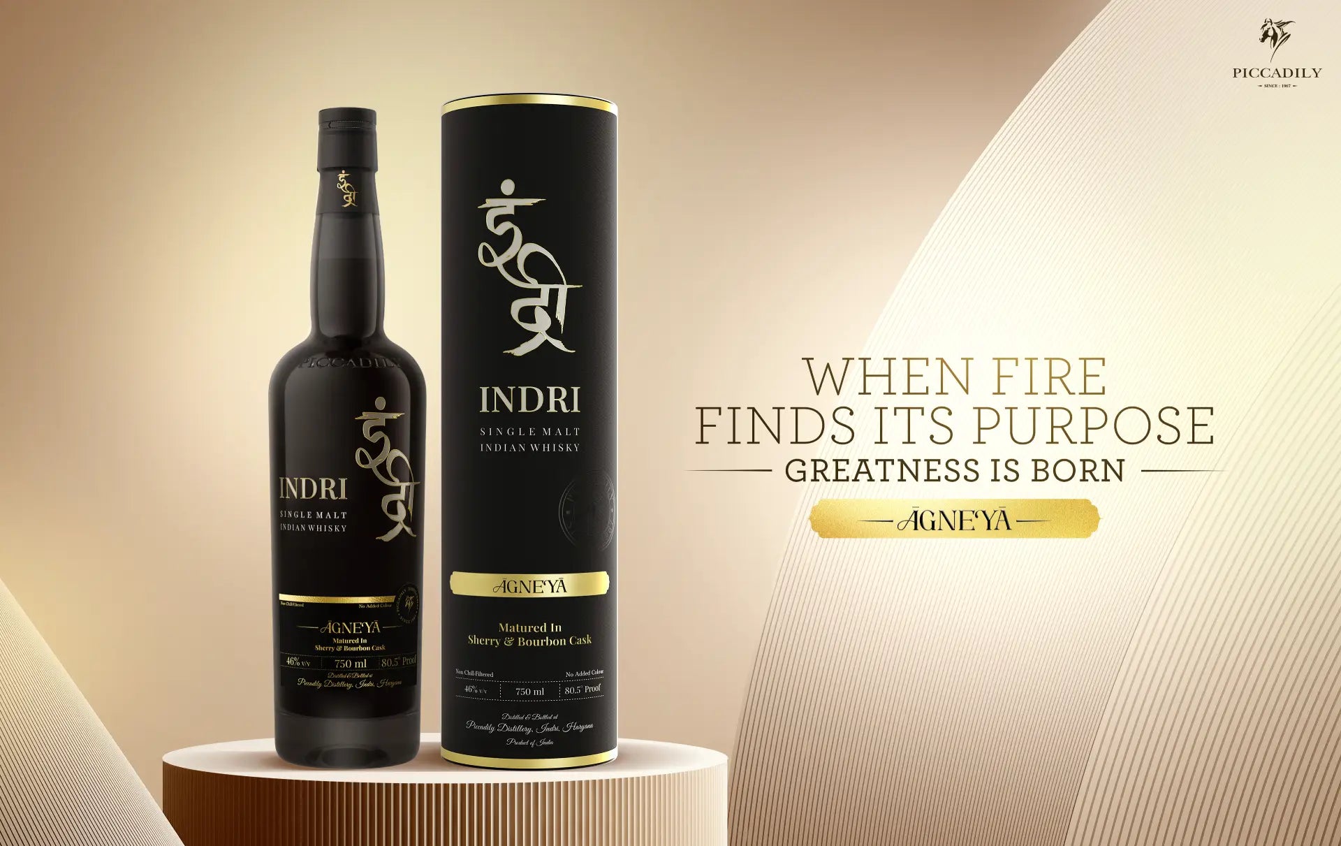 Indri Agneya Single Malt Indian Whisky 750Ml Bottle Image