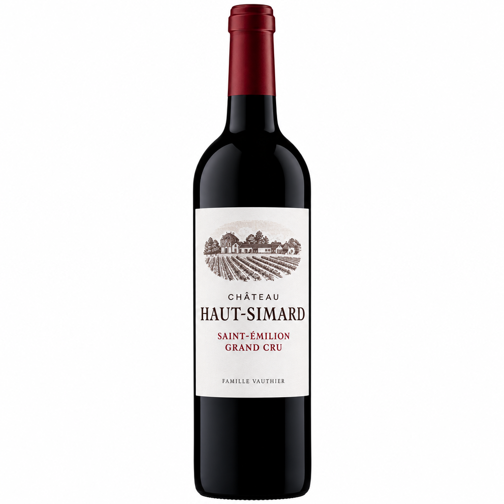 Chateau Haut-Simard 2014 wine bottle with label, showcasing a red wine from the Bordeaux region.