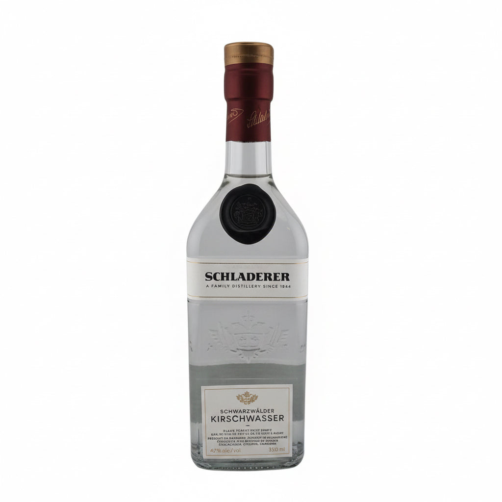 Kirsch Black Forest Cherry liqueur by Kirsch in a 350mL bottle, showing the dark cherry-infused spirit.