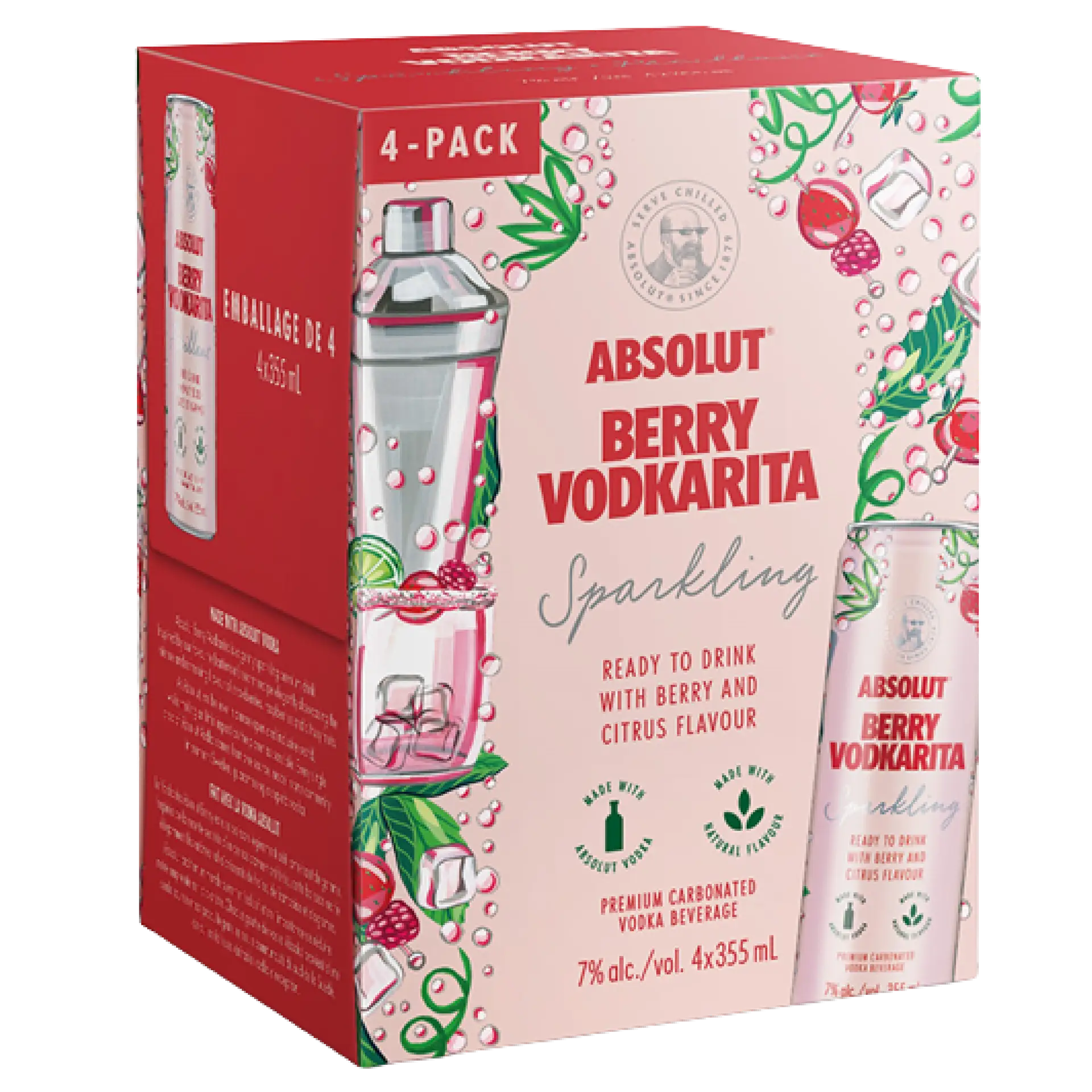 Buy Absolut Berry Vodkarita 4-pack sparkling berry and citrus vodka cocktail cans