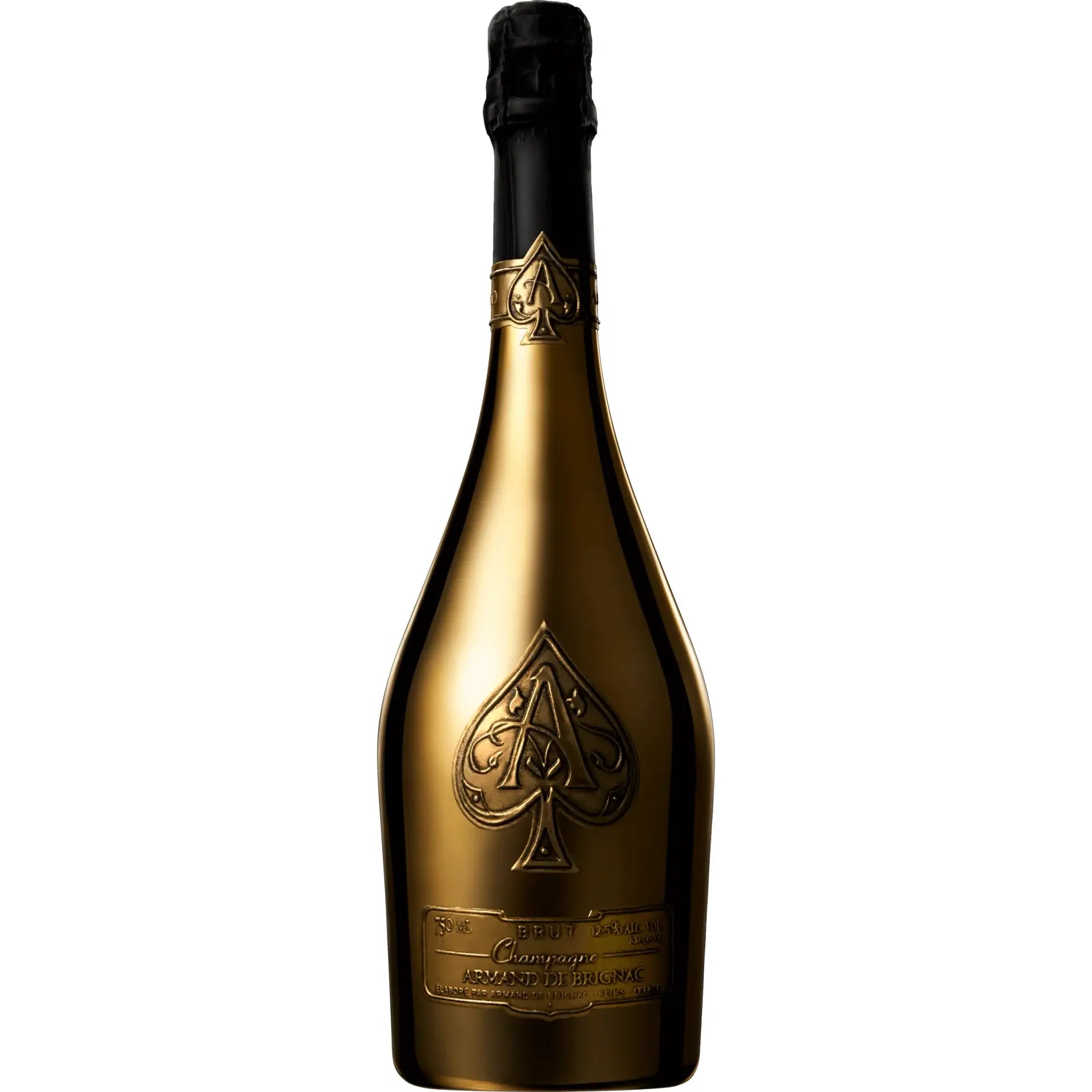 Buy Ace of Spades champagne, gold bottle with embossed spade logo, luxury sparkling wine