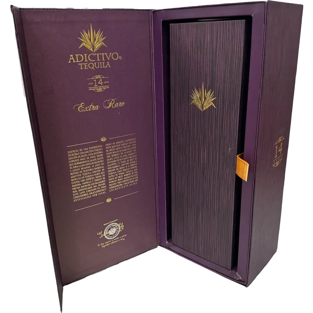 Buy Adictivo Extra Anejo Extra Rare in luxury purple box with gold accents