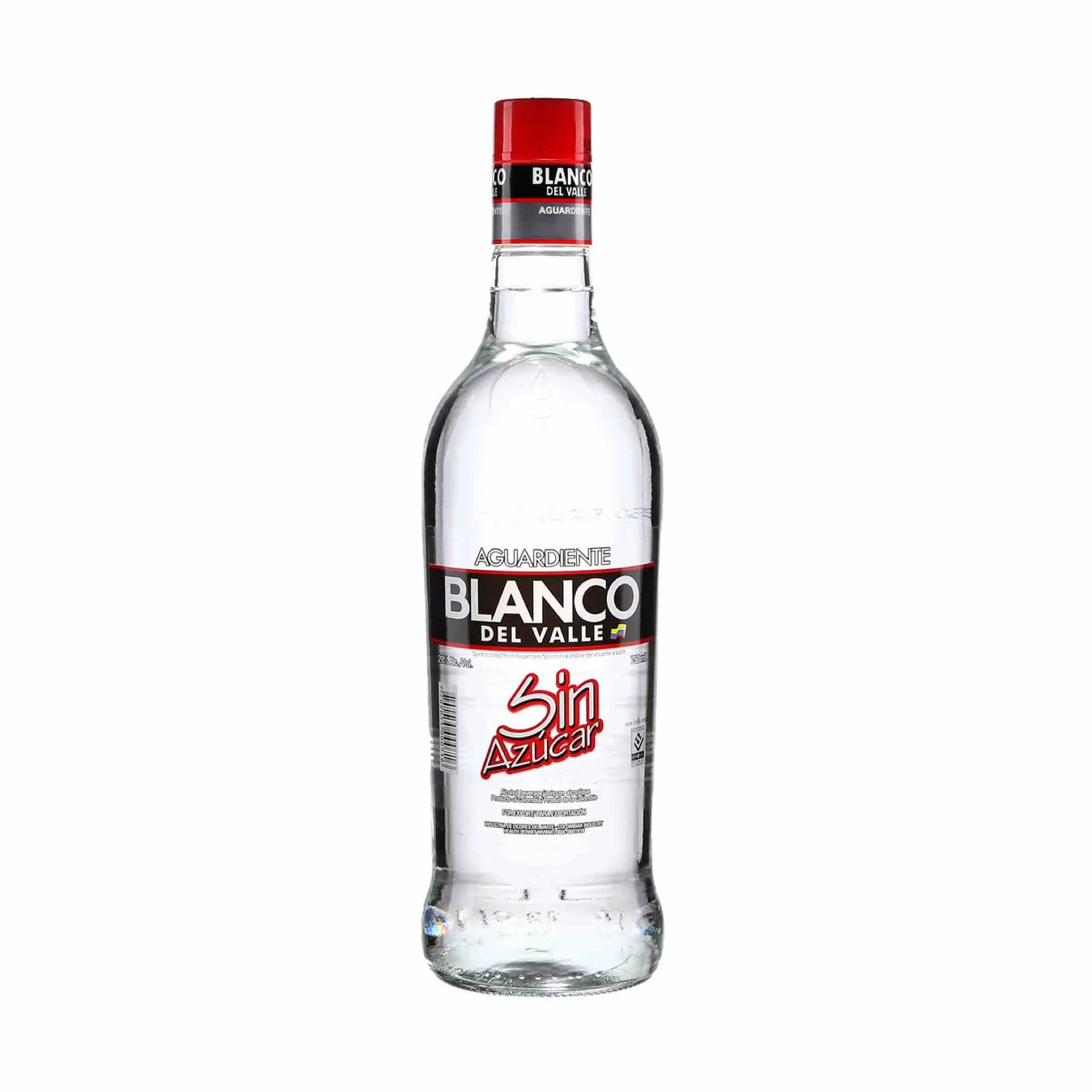 Buy Aguardiente Blanco Del Valle Sin Azucar 750mL, clear Colombian liquor bottle
