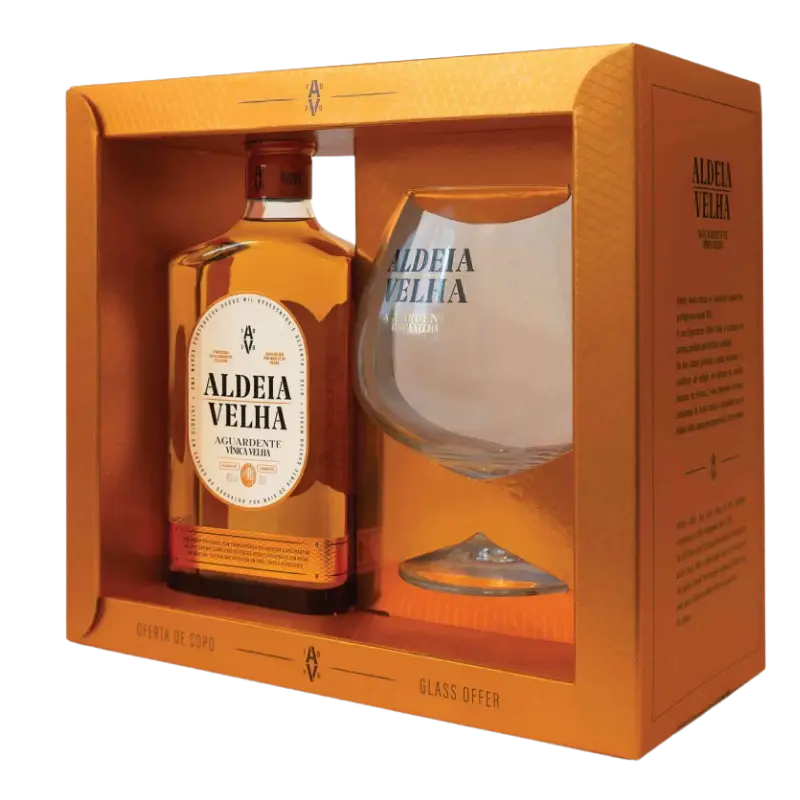 Aldeia Velha Aguardente Vinica With Glass 700Ml Bottle Image