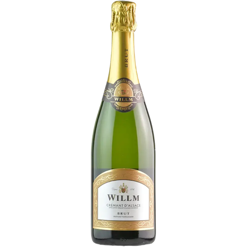 Buy Alsace Willm Cremant Organic 750mL sparkling wine bottle with gold foil top