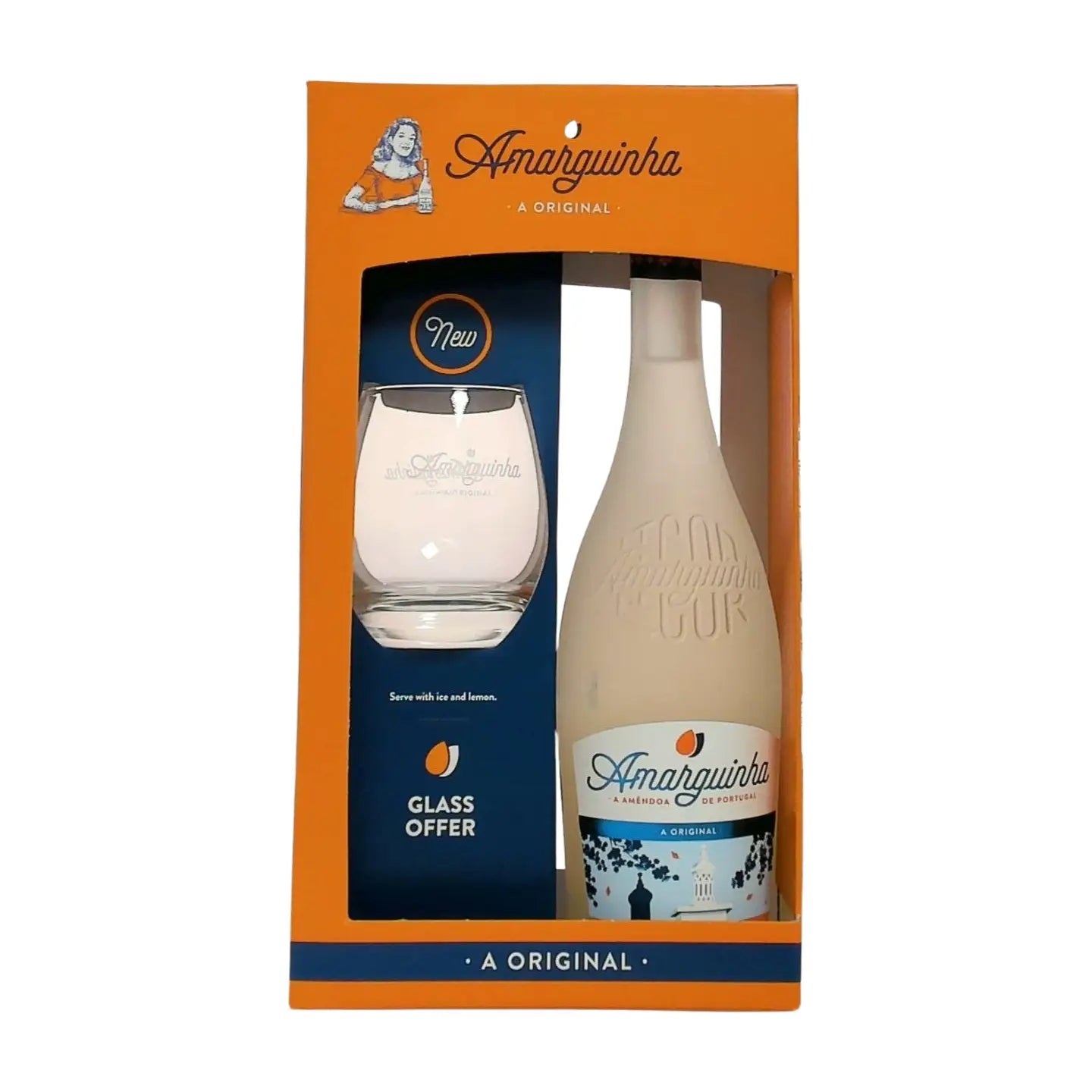 Amarguinha Bitter Almond Liquor Pack With Glass 700Ml Bottle Image
