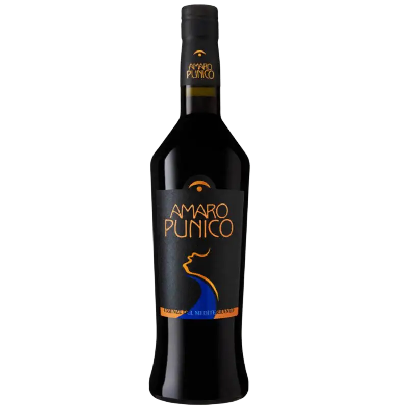 Buy Amaro Punico 700mL, dark liqueur in a black bottle with modern label.