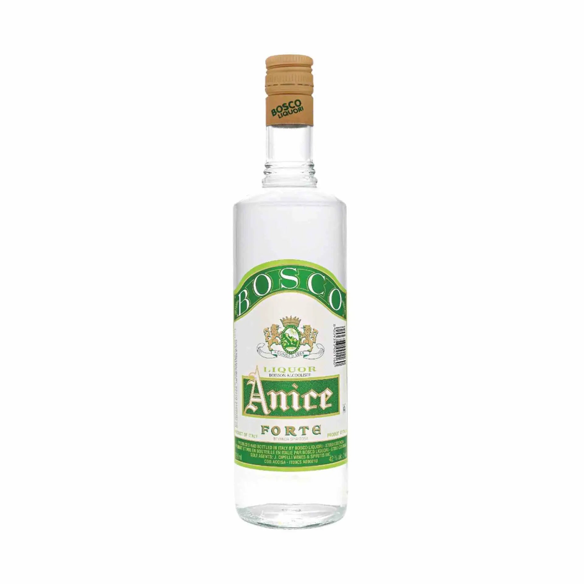 buy Anice Forte Bosco 750mL clear liquor bottle with green label