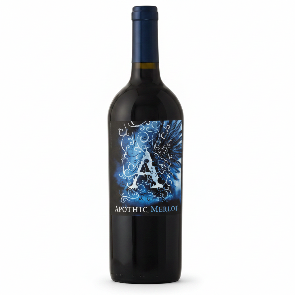 Bottle of Apothic Merlot red wine in 750mL bottle with label visible.