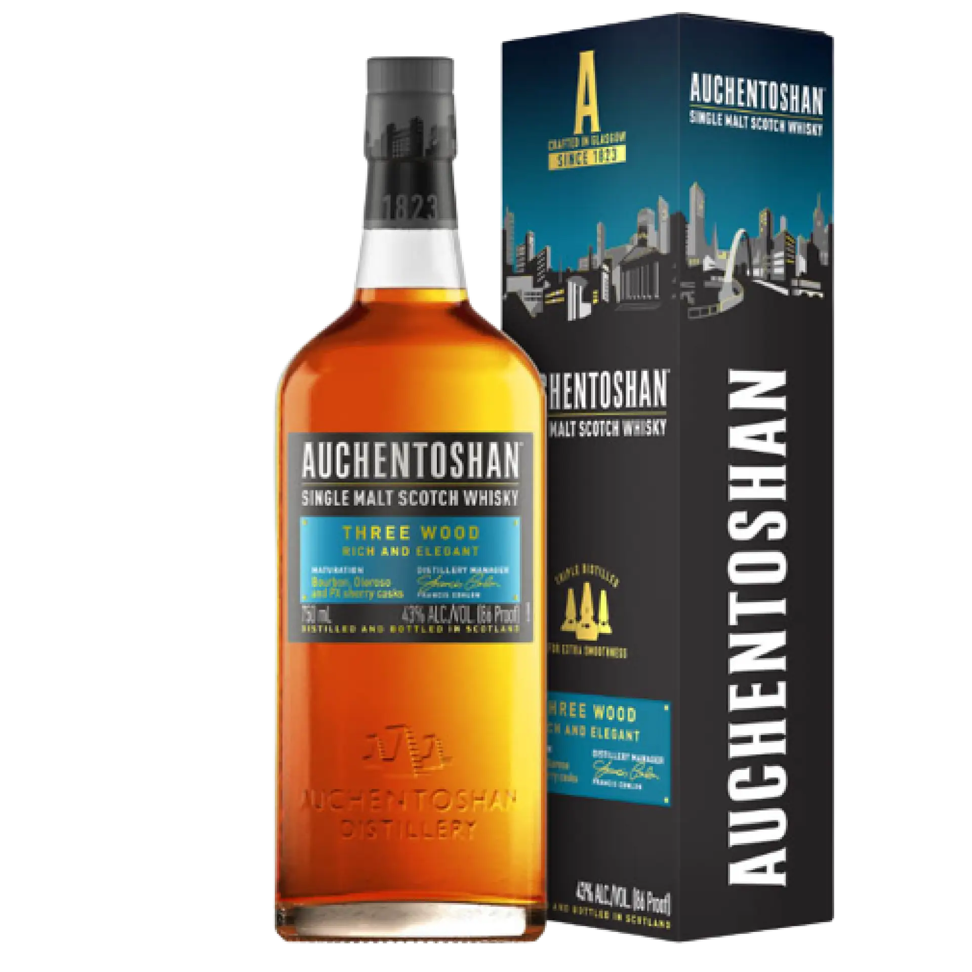 Buy Auchentoshan Three Wood Single Malt Scotch Whisky 750mL bottle with box
