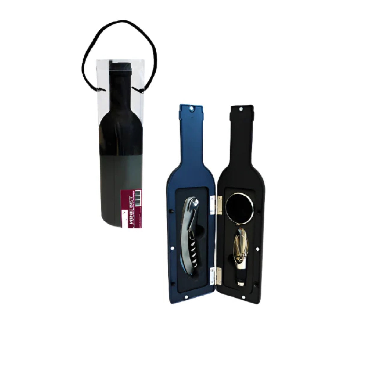 Black Wine Bottle Corkscrew Set (Set of 4)