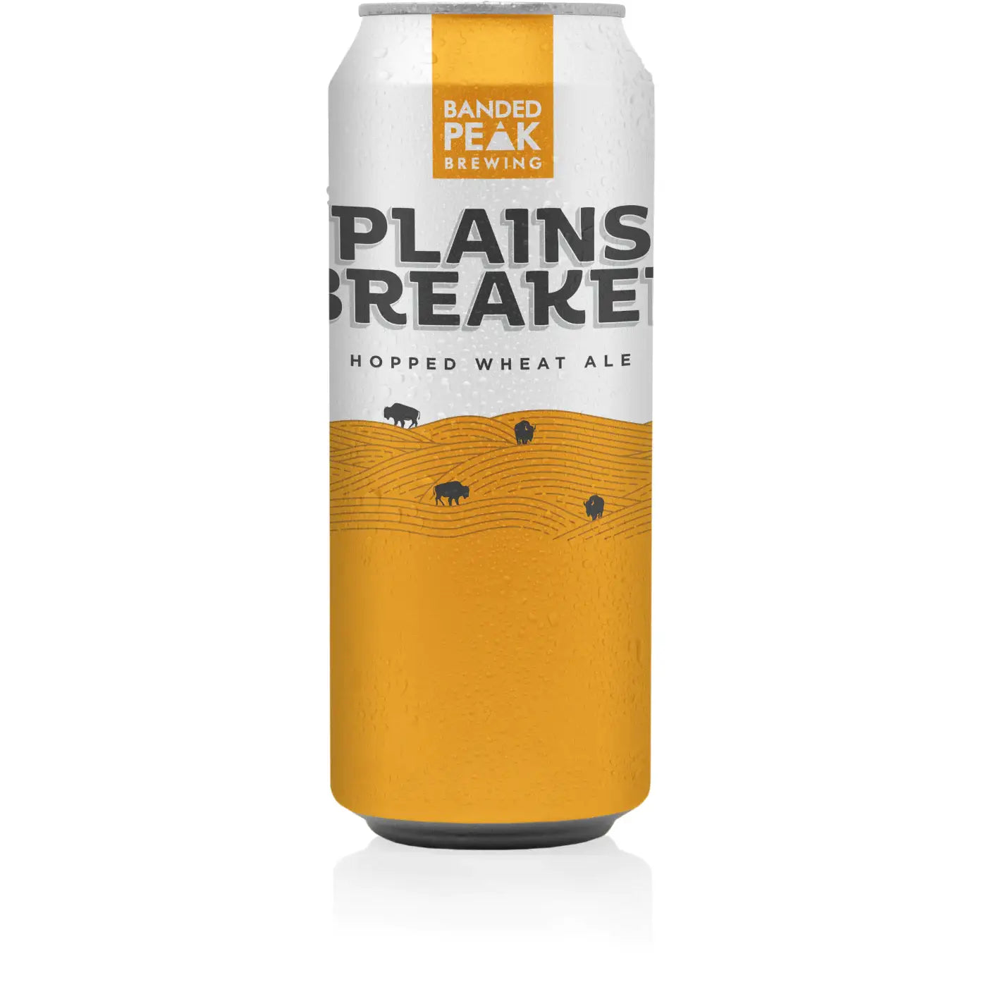 Buy Plains Breaker Hopped Wheat Ale tall beer can with prairie design and buffalo graphics