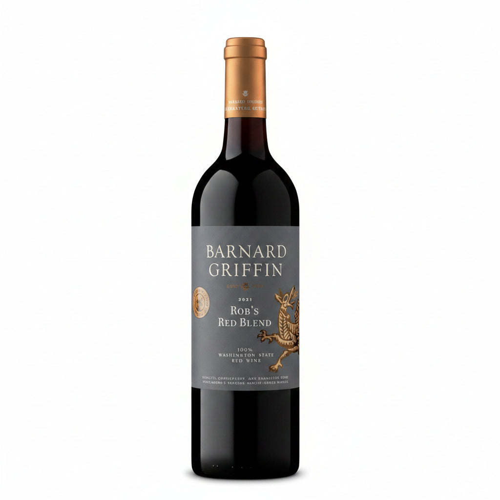 Bottle of Barnard Griffin Rob's Red Blend wine in a 750ml glass bottle with a label featuring red and white design.