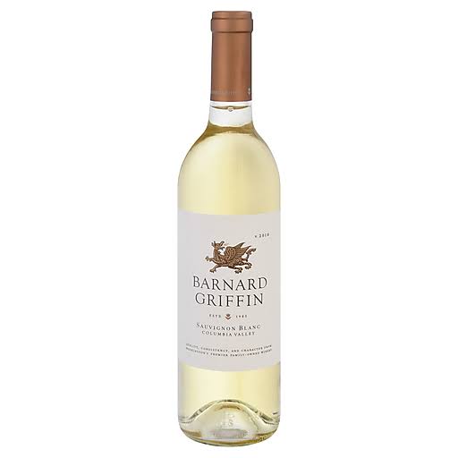Bottle of Barnard Griffin Sauvignon Blanc wine, 750mL, with a label featuring the Barnard logo and vineyard imagery.