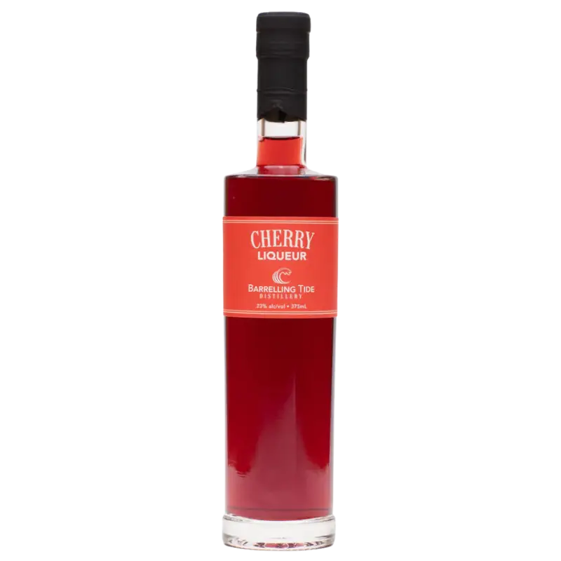 Buy Barrelling Tide Cherry Liqueur 375mL, red cherry liqueur bottle with black cap