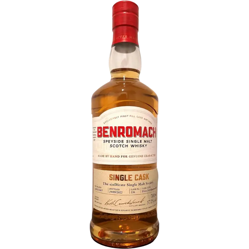 Benromach Bourbon Barrel Single Cask Cask No 136 2007 700Ml Bottle Image