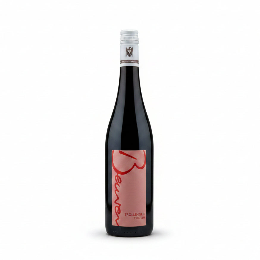 Beurer Trollinger 750mL wine bottle with a red and gold label, featuring a classic design and the Beurer brand name.