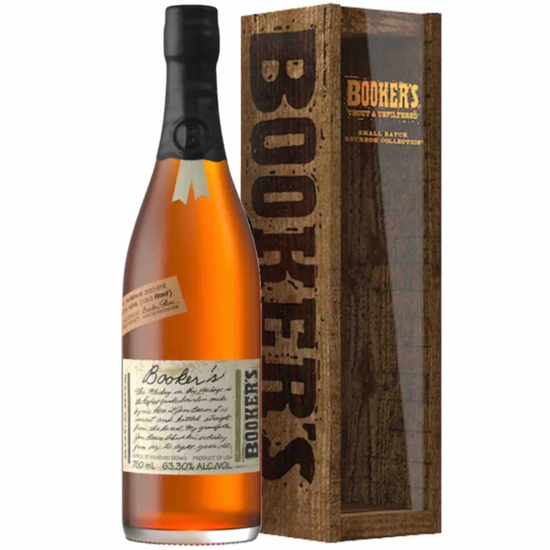 Buy Booker's Small Batch Bourbon bottle with wooden box, whisky for sale online