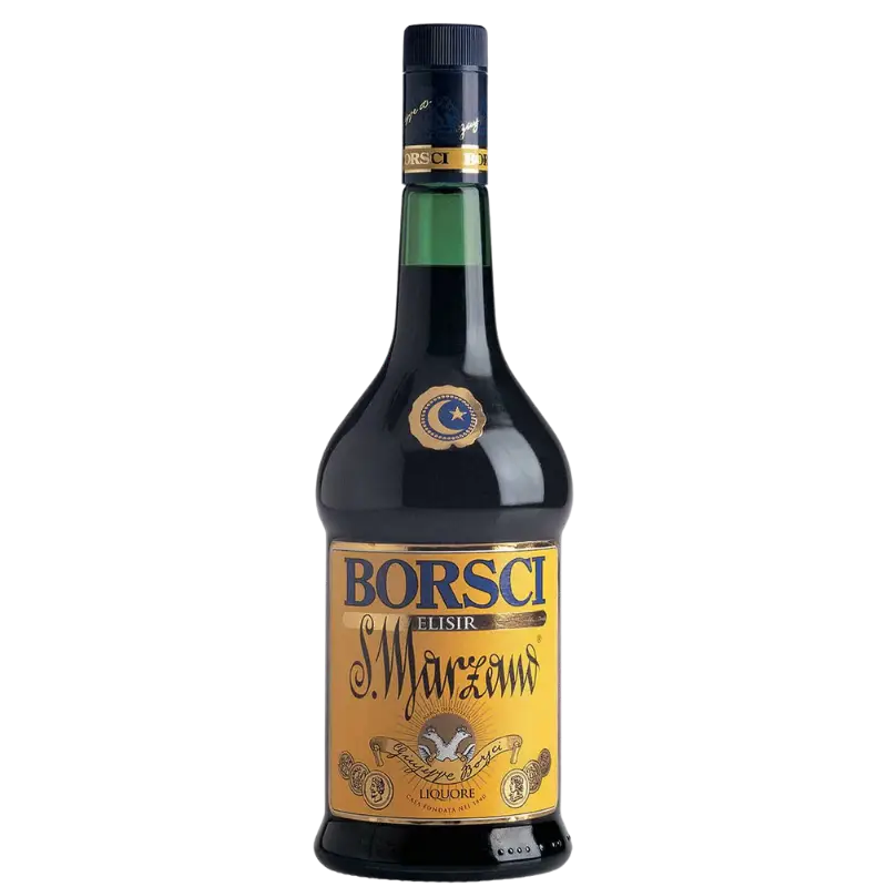 Buy Borsci Elisir San Marzano Di 1840 700mL, Italian herbal liqueur in dark glass bottle.