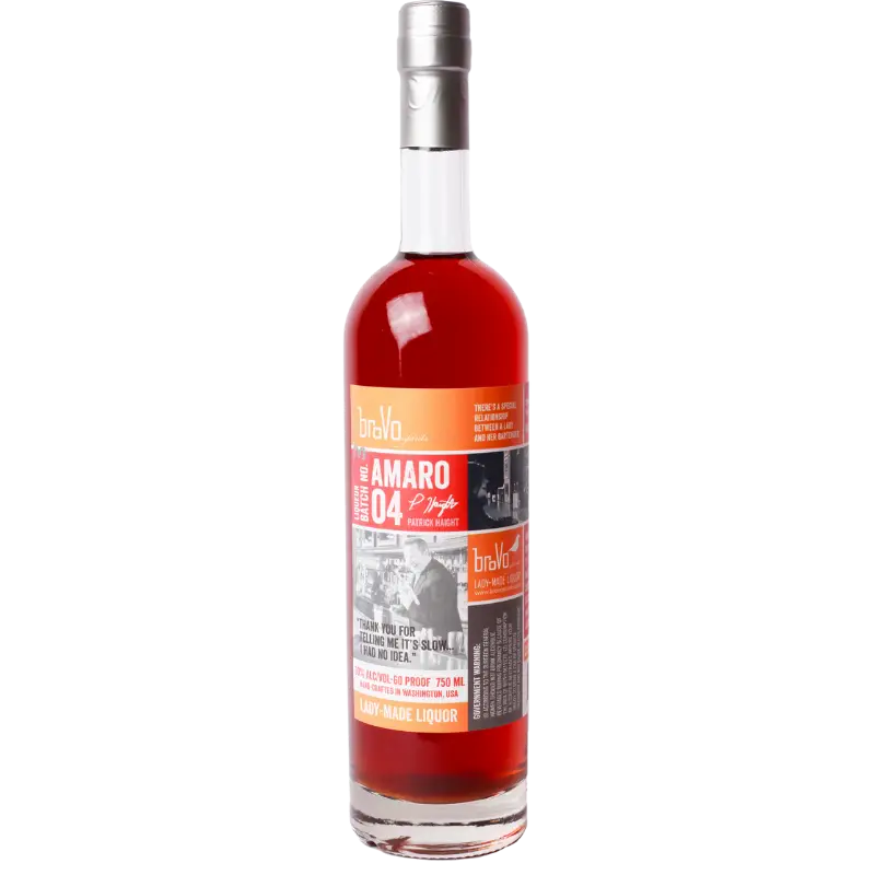 Buy Brovo Amaro 04, 750mL bottle, herbal liqueur with red label and silver cap