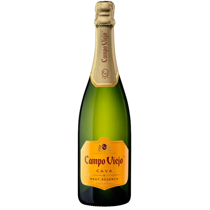 Buy Campo Viejo Cava Brut 750mL, sparkling wine bottle with gold label and foil