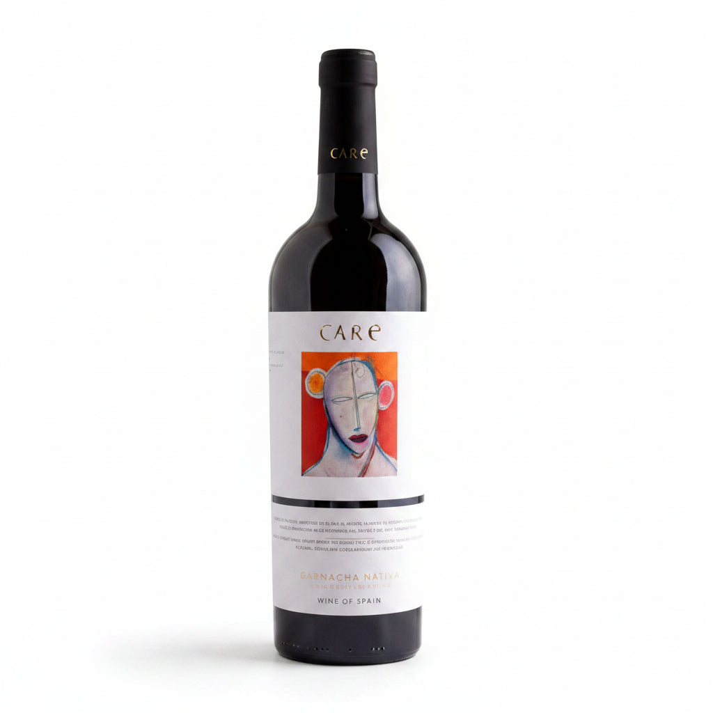Bottle of Care Garnacha Nativa red wine in a 750mL bottle with a label featuring natural imagery and elegant design.