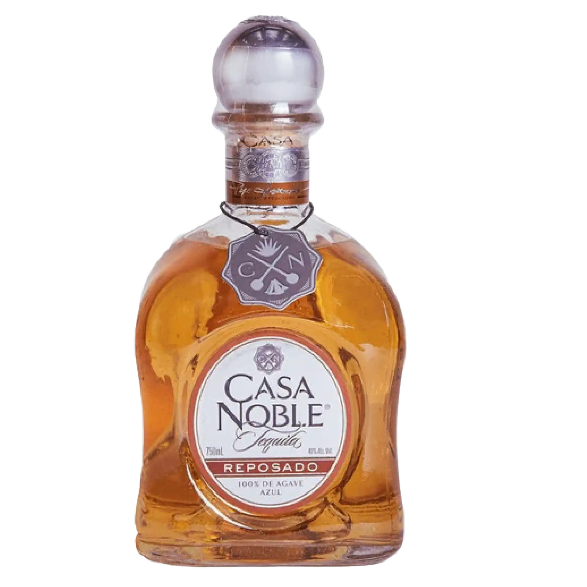 buy Casa Noble Reposado 750mL tequila, amber spirit in decorative glass bottle
