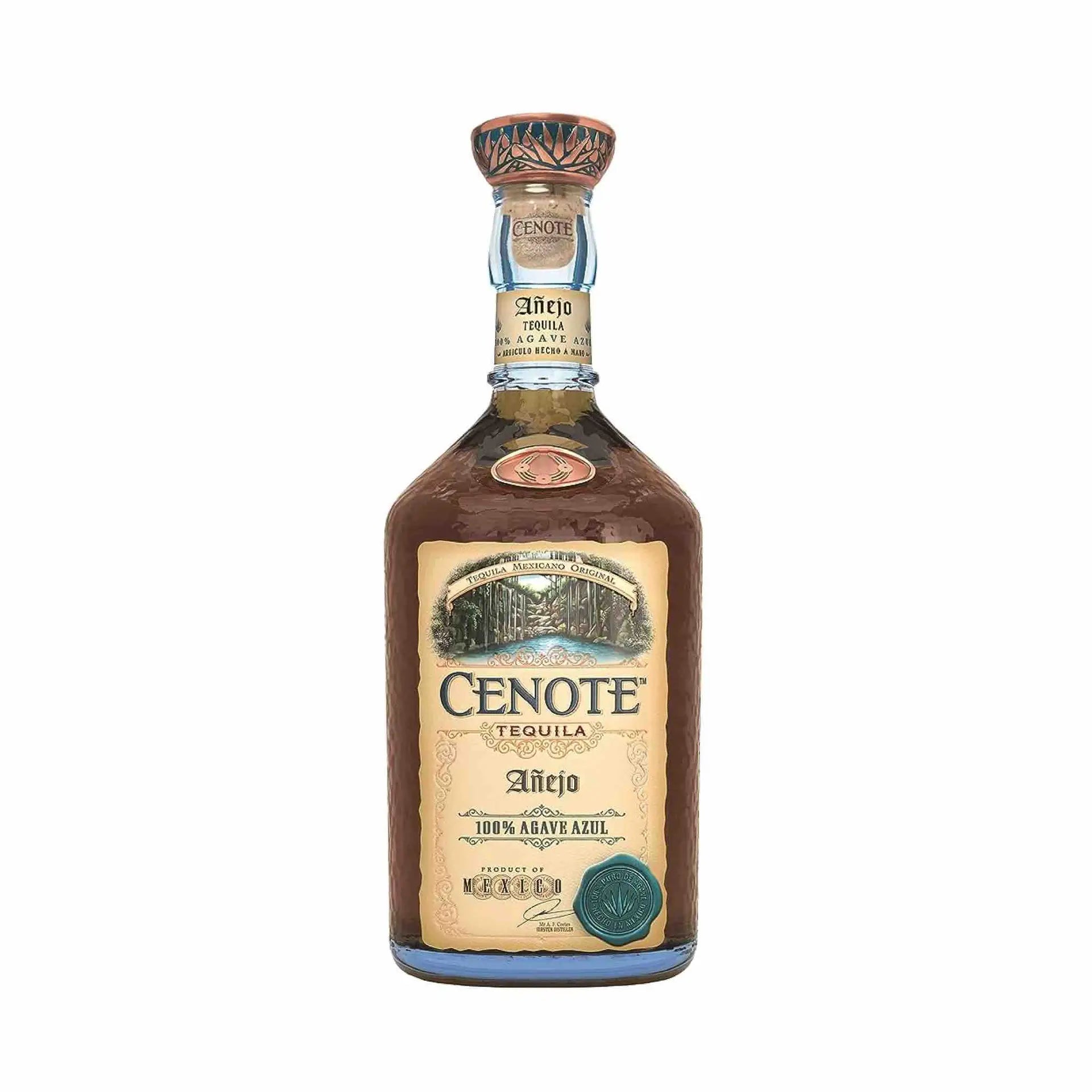 buy Cenote Anejo Tequila 750mL bottle, aged tequila, 100% agave, premium spirits