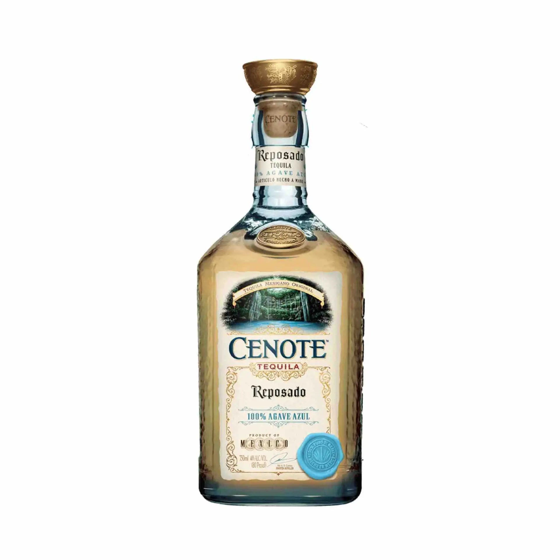 Buy Cenote Reposado Tequila 750mL, premium Mexican agave liquor, clear bottle product shot