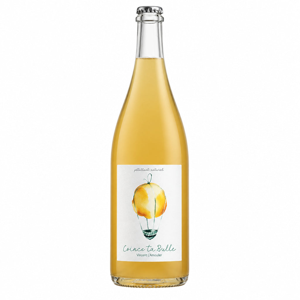 Chateau Fredignac Coince Ta Bulle Blanc sparkling natural wine bottle with elegant label and clear glass showcasing the wine