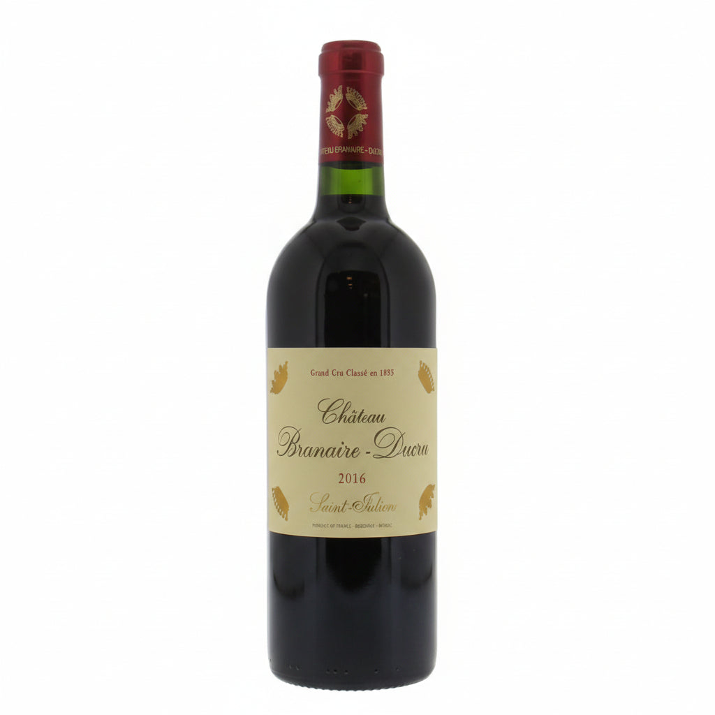Chateau Branaire-Ducru 2016 red wine bottle with label, showcasing elegant wine bottle and classic label design.