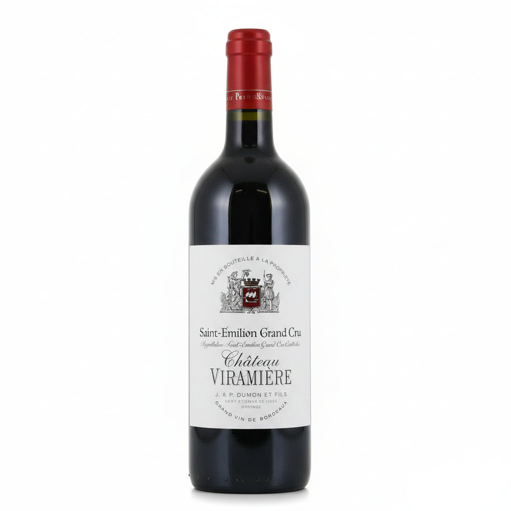 Chateau Viramiere Saint Emilion Grand Cru wine bottle with label, showcasing a red wine from Bordeaux region.