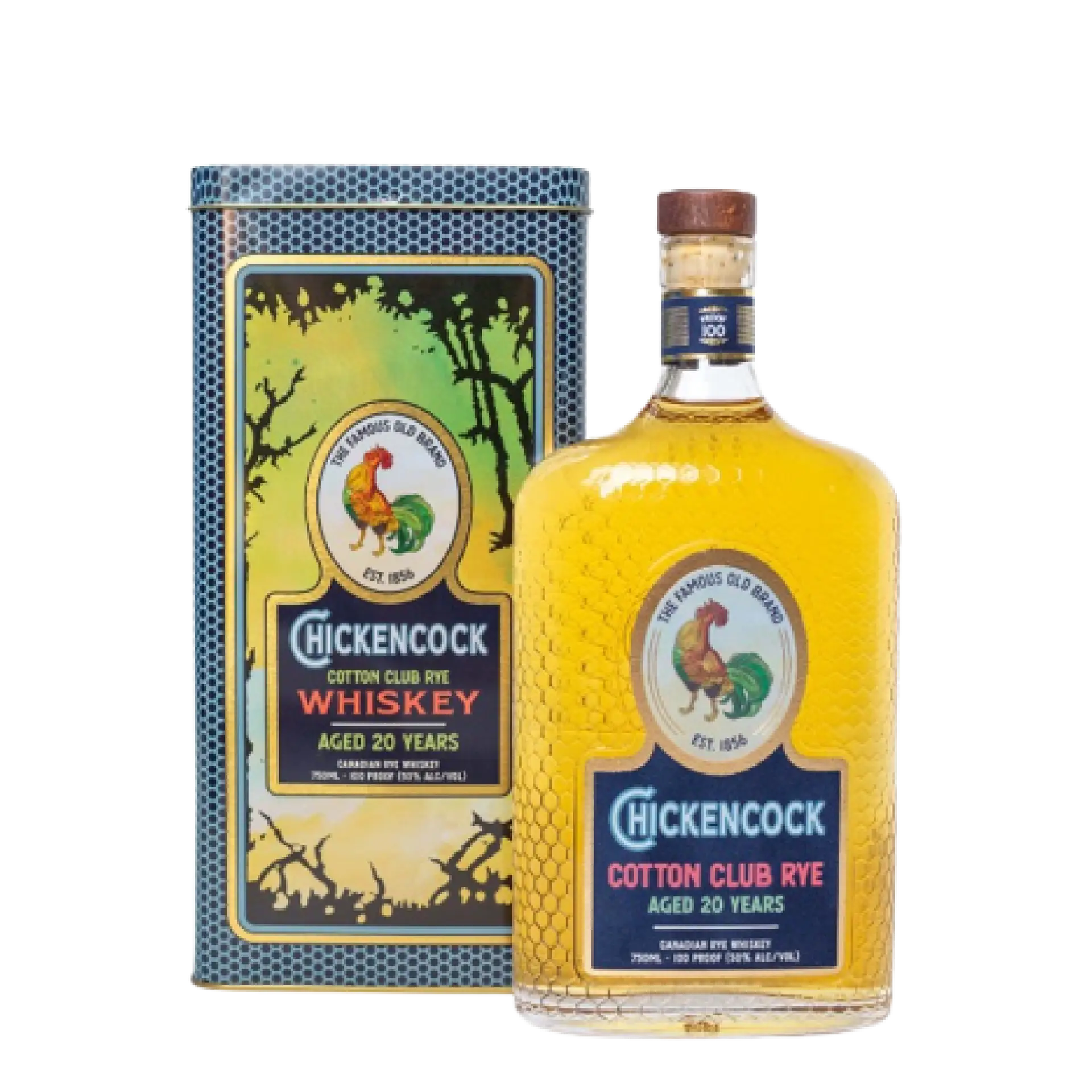 buy Chicken Cock Cotton Club Rye Aged 20 Years whiskey 750mL with gift tin