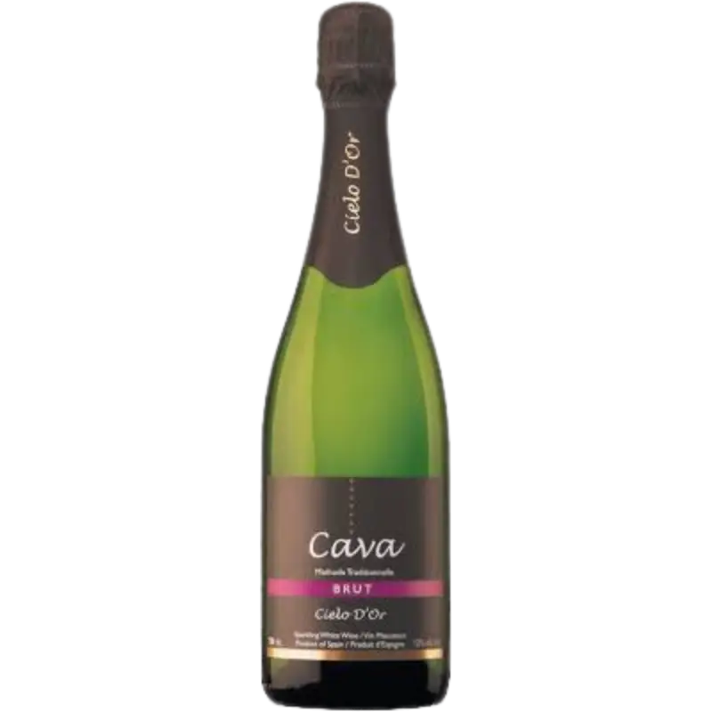 Buy Cielo D'Or Cava Brut 750mL sparkling wine, green bottle with dark label