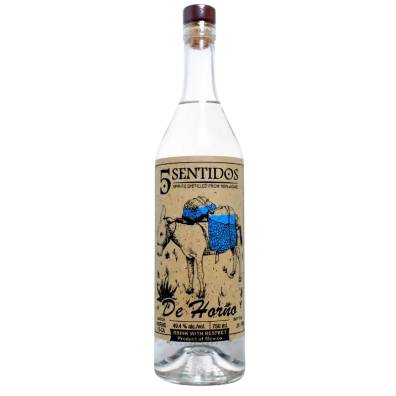 Buy Cinco Sentidos De Horno 750mL bottle, artisanal agave spirit with donkey illustration label