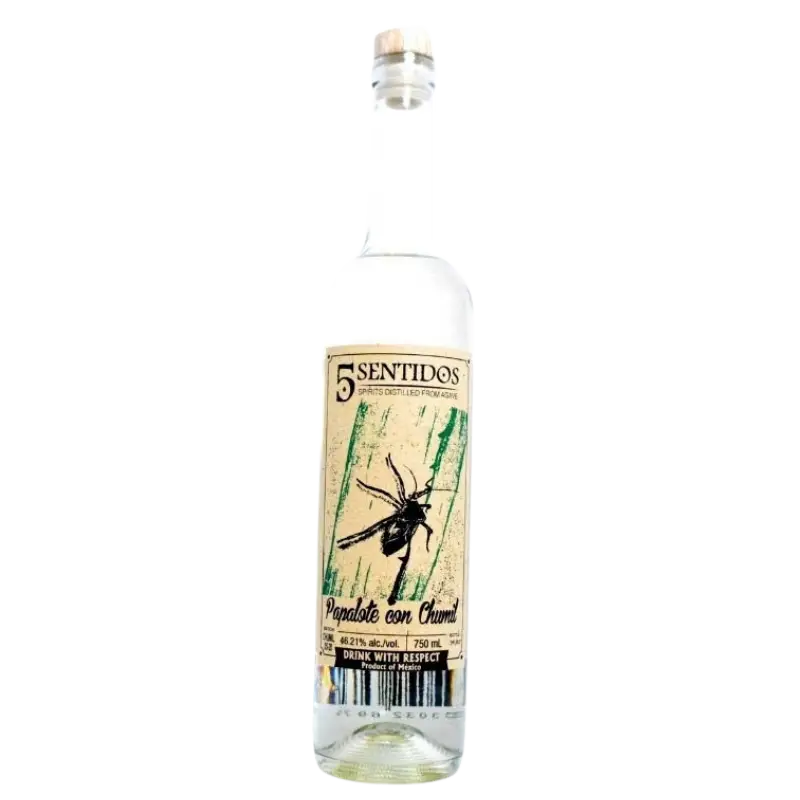 Buy Cinco Sentidos Papalote Con Chumil 750mL agave spirit bottle, 750ml, with natural cork