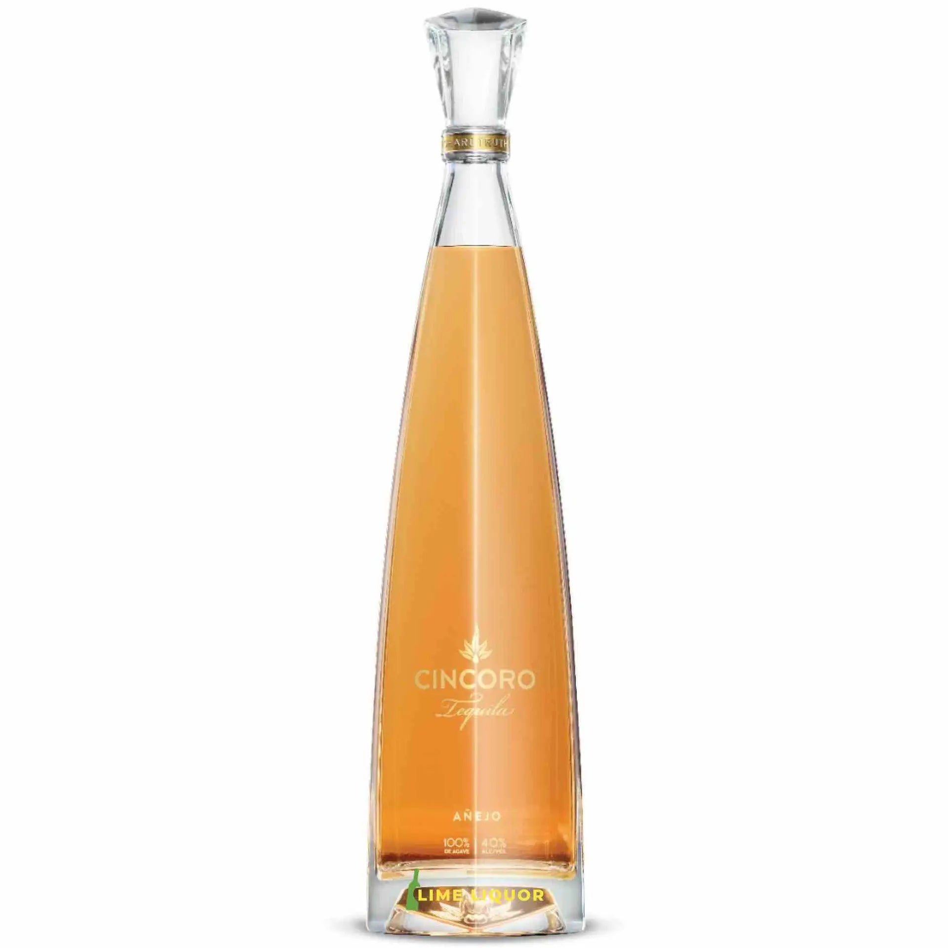 Buy Cincoro Anejo 750mL, premium tequila in a tall glass bottle, amber spirits