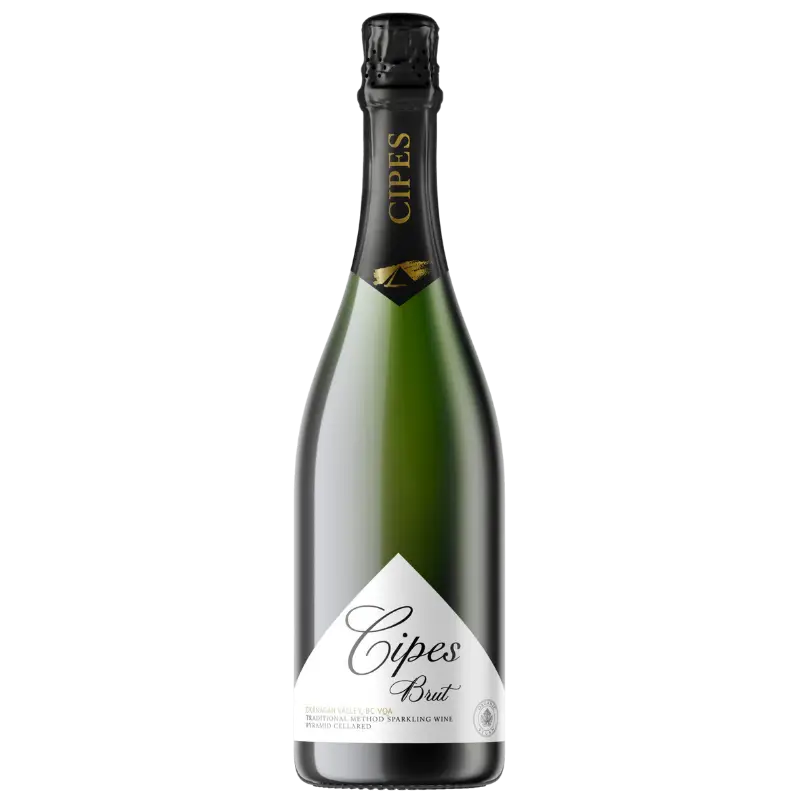 Buy Cipes Brut Organic 750mL sparkling wine in green bottle with black and white label