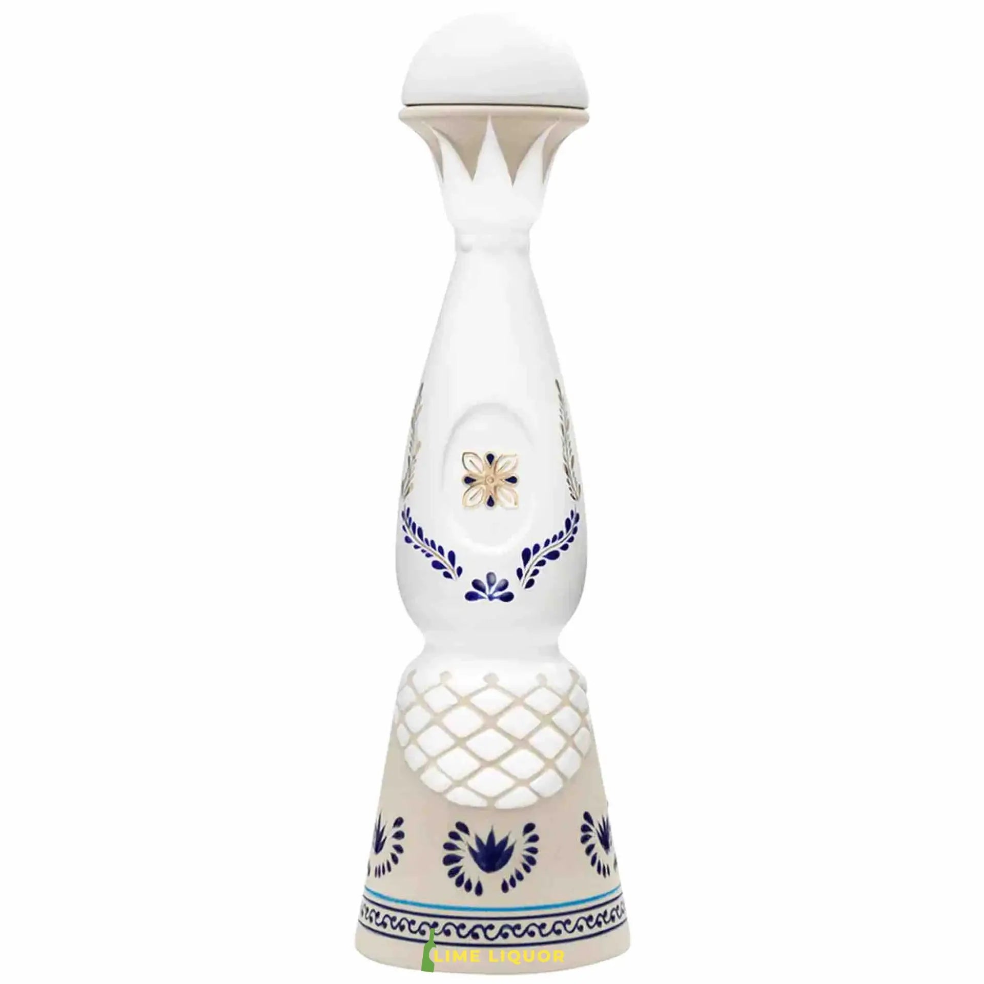 buy Clase Azul Añejo Tequila 750mL, decorative white and blue ceramic bottle