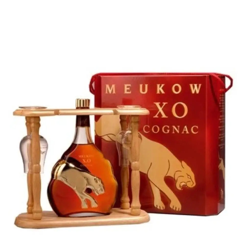 Meukow Xo Cognac Rack With Glasses 750Ml Bottle Image