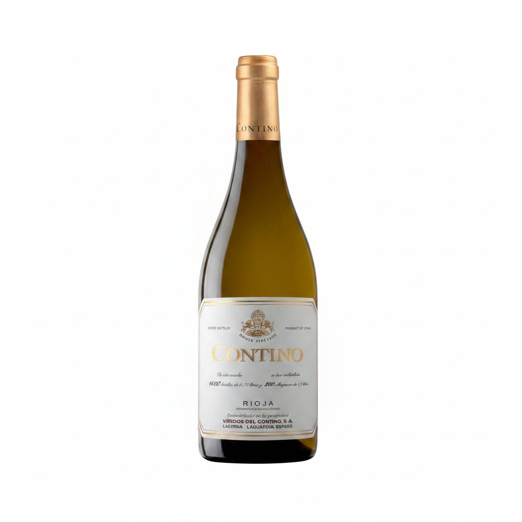 Bottle of Contino Rioja Blanco wine in a 750mL bottle with a label featuring the Contino brand and Rioja Blanco designation.