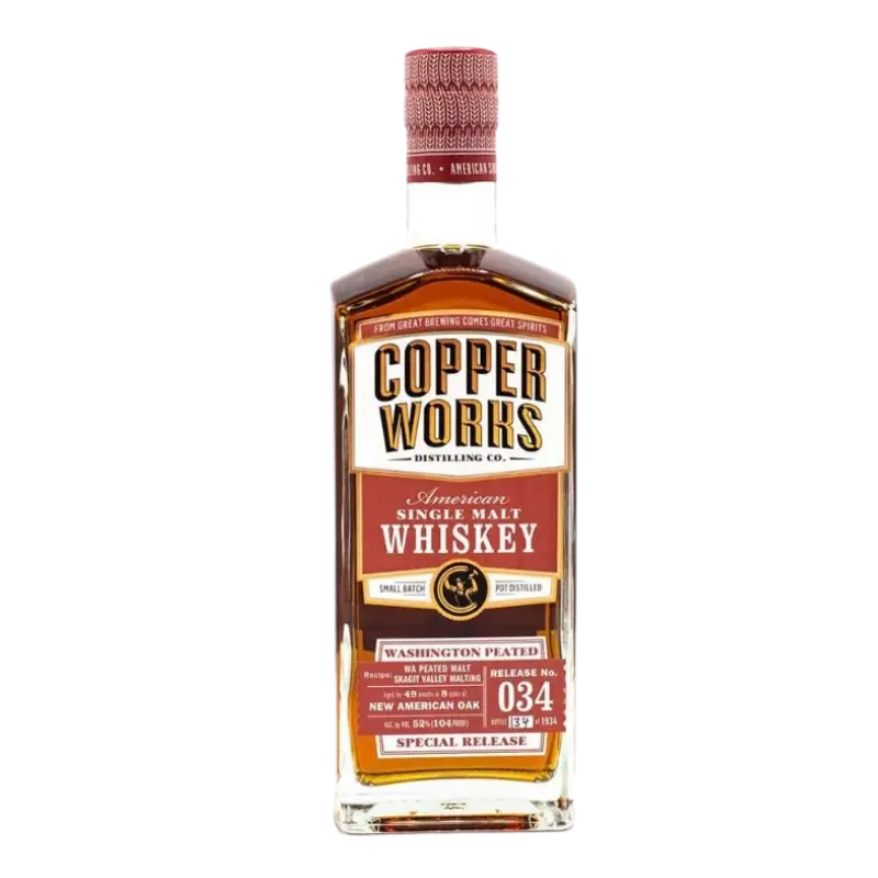 Copperworks Single Malt Peated Release 34 750Ml Bottle Image