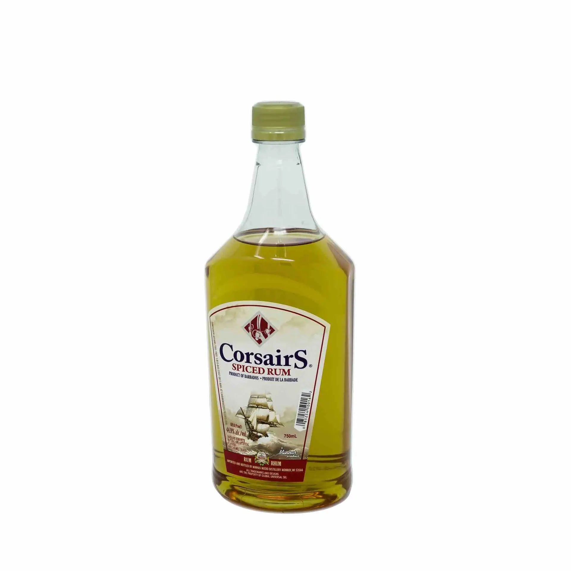 Buy Corsairs Spiced Rum 375mL bottle with ship label, golden spirit liquor