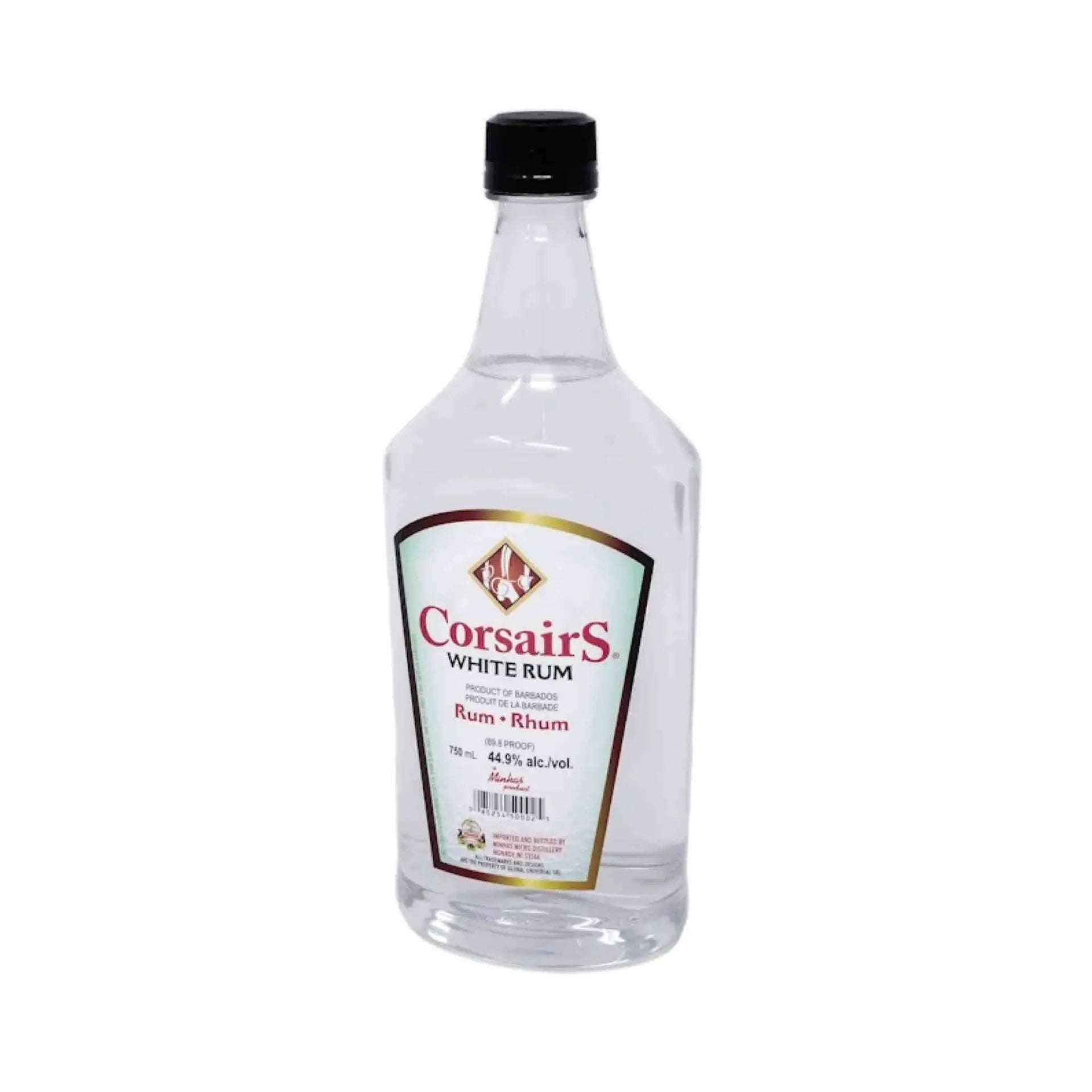 Buy Corsairs White Rum 750ml clear bottle with black cap, white label, spirits