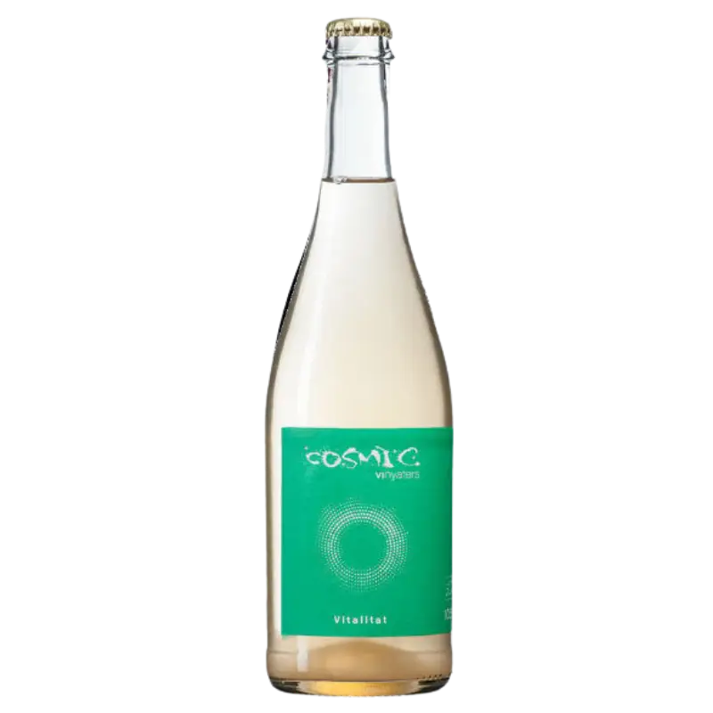 Buy Cosmic Vinyaters Vitalitat 750mL wine with green label and clear glass bottle