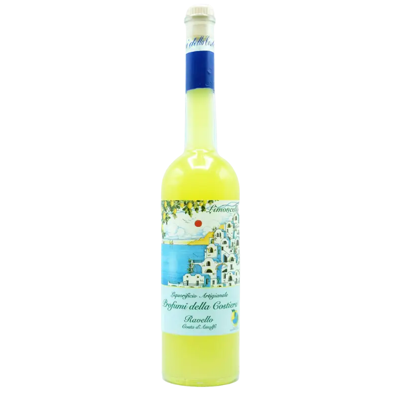 buy Costiera Limoncello 700mL, lemon liquor bottle with coastal illustration label